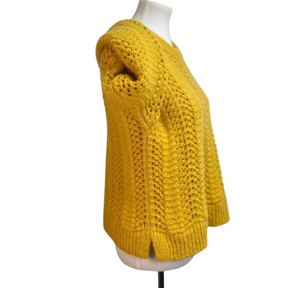 Madewell Windemere Pointelle Pullover Sweater. Alpaca wool blend yellow golden - Picture 10 of 16